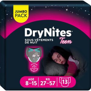 COUCHE LOT DE 3 - HUGGIES : DryNites Teen - Culottes de nuit filles 8-15 ans (27-57kg) - 13 culottes