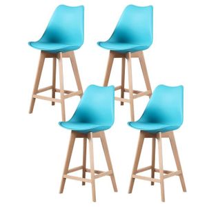 TABOURET ALIX - Lot de 4 tabourets scandinave - Vert canard - pieds en bois massif design salle a manger salon - 58 x 49 x 102 cm