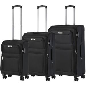 SET DE VALISES TravelZ  Set de 3 Valises Souple - Serrure TSA - Softspinner Bagage set et Expander - Noir