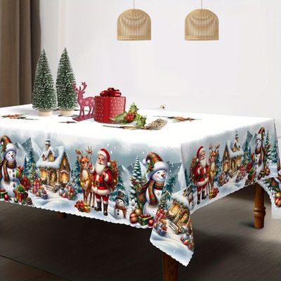 Nappe De Table De Noël Imprimée Bonhomme De Neige, Rectangulaire, Nappe De Table à Manger De Noël, Décoration De L'année De La Ferme, Cadeau