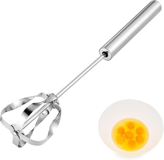 FACULX Fouet manuel à ressort en acier inoxydable, batteur à œufs, batteur à lait, mélangeur manuel pour œufs de cuisine, batteur à œufs
