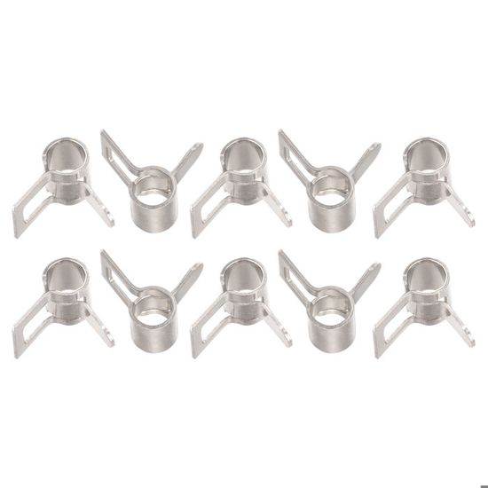 10 Colliers De Serrage à Ressort 4mm - Acier Nickelé - Pour Tuyaux Air, Carburant, Silicone