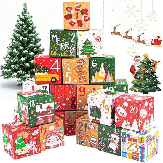 Calendrier De L'Avent Vide à Remplir 2025 - 24 Tiroirs - Pour Bonbons, Bijoux, Petits Cadeaux - Décoration Noël