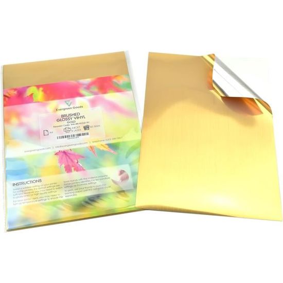 Lot de 10 feuilles autocollantes A4 en vinyle doré brossé | Imprimables ...