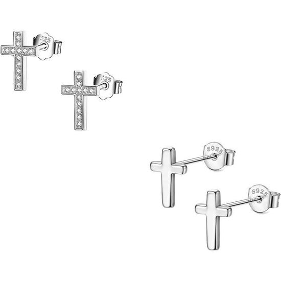 3 Paires Boucles D'oreilles Cœur Argent 925 - Petites Pendantes, Hypoallergéniques - Cadeau Femme, Fille