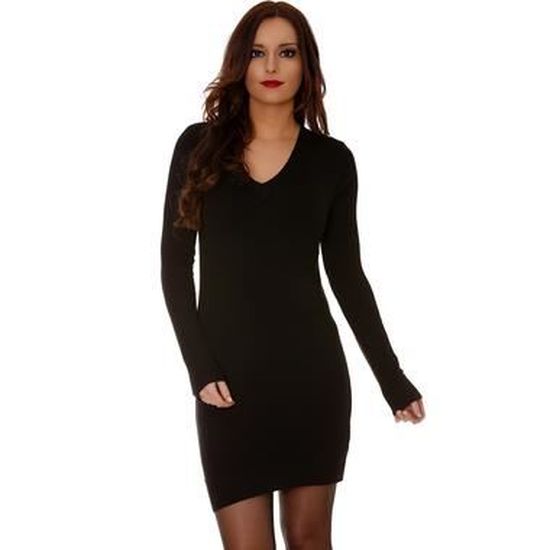 robe pull noir col v