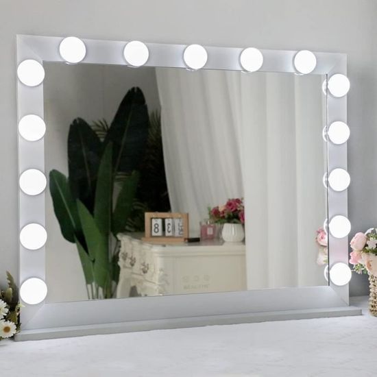 Lumières de Vanité pour Miroir, Miroir de Vanité de Maquillage Éclairé par  DIY Hollywood avec Lumières Dimmables, Bâton sur le Kit de Lumière de Miroir  LED pour Jeu de Vanité, Brancher la