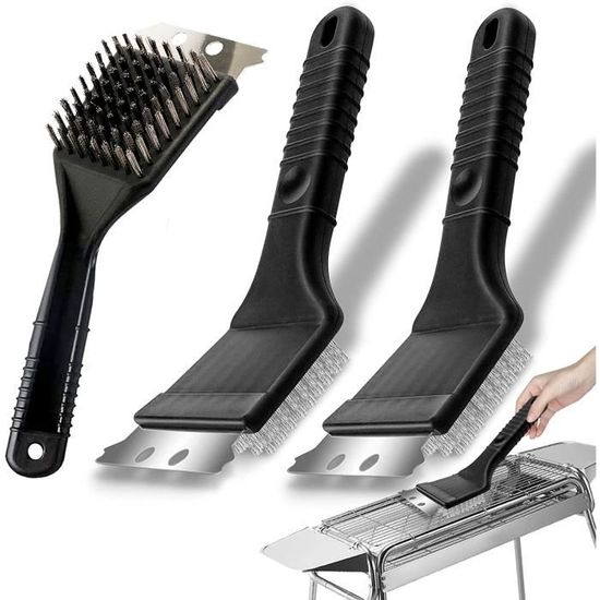 Kit De Nettoyage Barbecue SIGANDG - 2 Brosses Inox (1 à Fil, 1 à Grattoir), Pour Gril Gaz/charbon