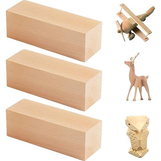 Kit 13 Blocs à Sculpter En Tilleul - 3 Tailles (2.5x2.5x10cm, 5x5x10cm, 5x5x5cm), Bois Massif Naturel