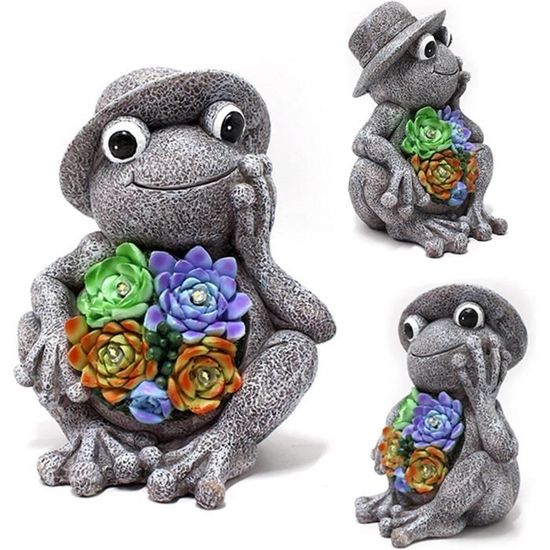 Grenouille Solaire Décoration De Jardin EUBSWA - Statue Lumineuse Étanche En Résine Pour Terrasse Et Pelouse