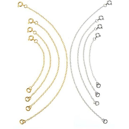 Chaînes De Rallonge Argent 925 Plaqué Or - Lot De 2 (2 Et 4 Pouces) | Pour Colliers Et Bracelets Adjustables