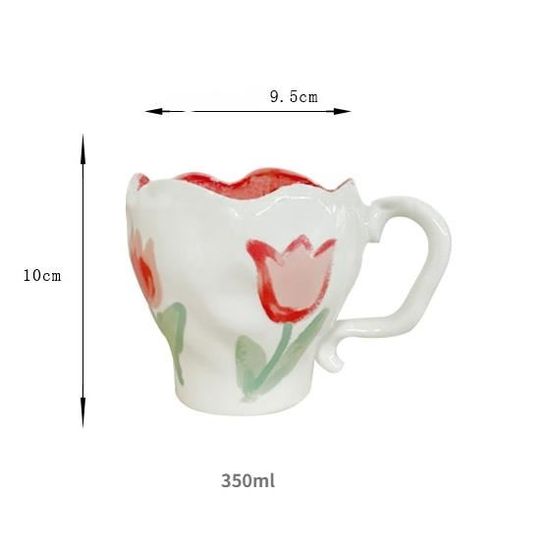 Service à café avec soucoupes,Tasse créative nordique Vintage faite à la main, ensemble de