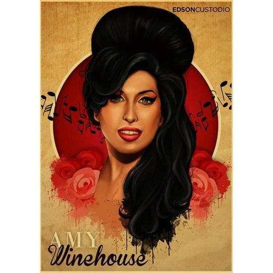 Tableau Sur Toile Amy Winehouse - 50x70 Cm - Décoration Murale - Neuf En Emballage