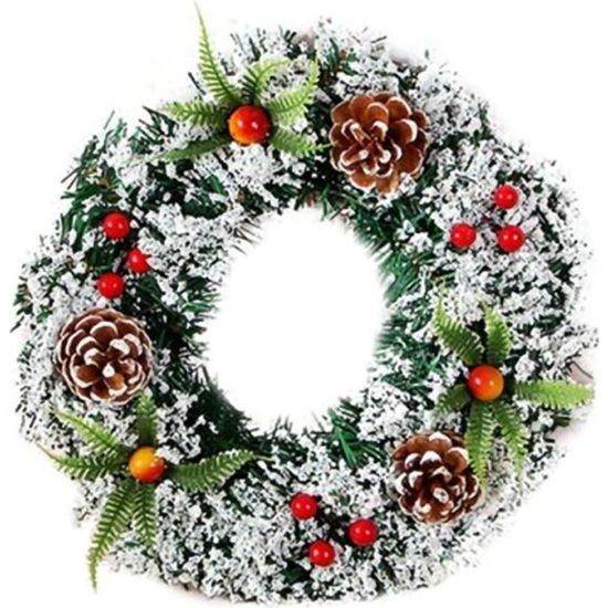 Couronne De Noël Lumineuse - 35cm - Avec Pommes Pin & Baies - Décoration Porte