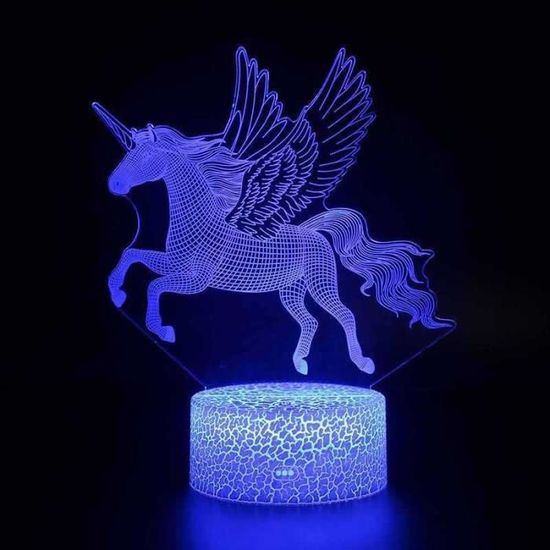 3D led Veilleuse 7 Couleurs cheval + Usb Touch + télécommande Lampe de table bureau Cadeau Enfant Noël créatif lampe de table 14
