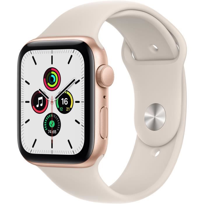 Apple Watch SE GPS 2021- 44mm - Boitier Gold Aluminium - Bracelet Sport Starlight