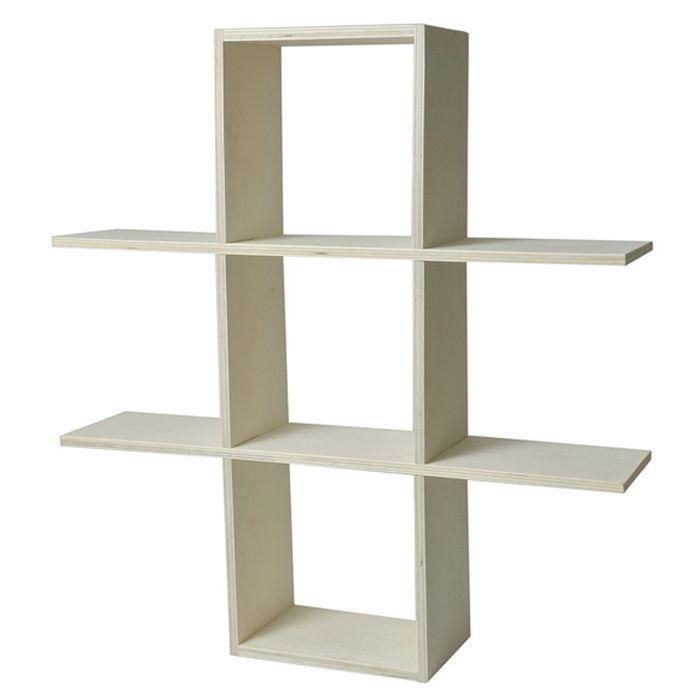 Etagère murale en bois à customiser - 2 niveaux - 53 x 53 x 12 cm.
