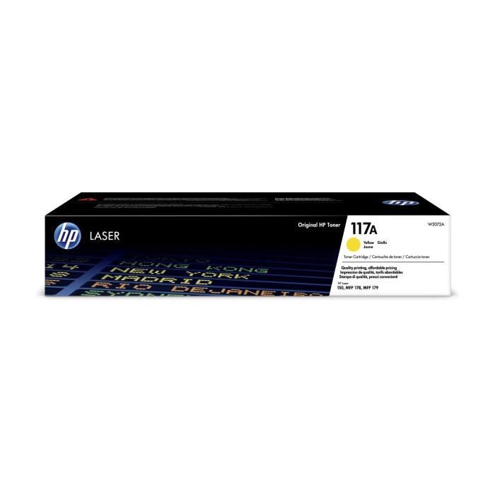 HP 117A W2072A, Cartouche de toner Jaune authentique pour imprimantes HP Laser 150 et imprimantes multifonctions HP Laser 178/179