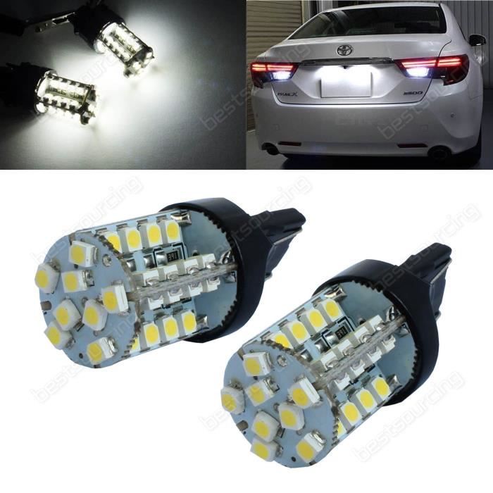 ANGRONG 2x W21W W21/5W T20 7440 7443 40 SMD LED Ampoules feu de recul Veilleuses position Jour diurne DRL Blanc Xenon 6000k