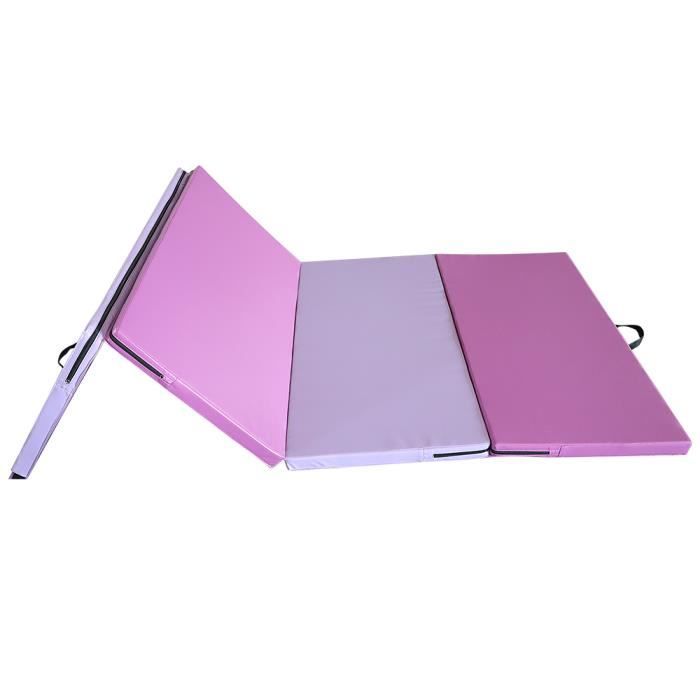LAIZERE% TAPIS DE GYM PLIABLE - TAPIS DE YOGA FITNESS A DOMICILE - ROSE ET VIOLET - 240 X 120 X 5 CM.