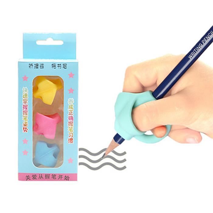 Grip pour Crayon Pencil Grip Aide Ergonomique à l’écriture des Enfants Guide Doigt Outil Aide Posture d'écriture Correcte (3pcs)