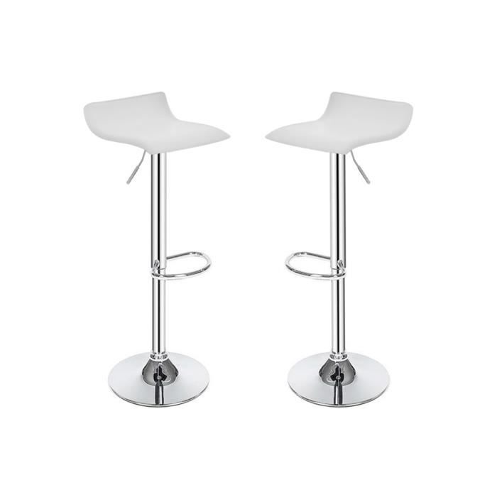 BACHER-2 X Tabourets de bar chaise fauteuil réglable pivotant siège design-Blanc