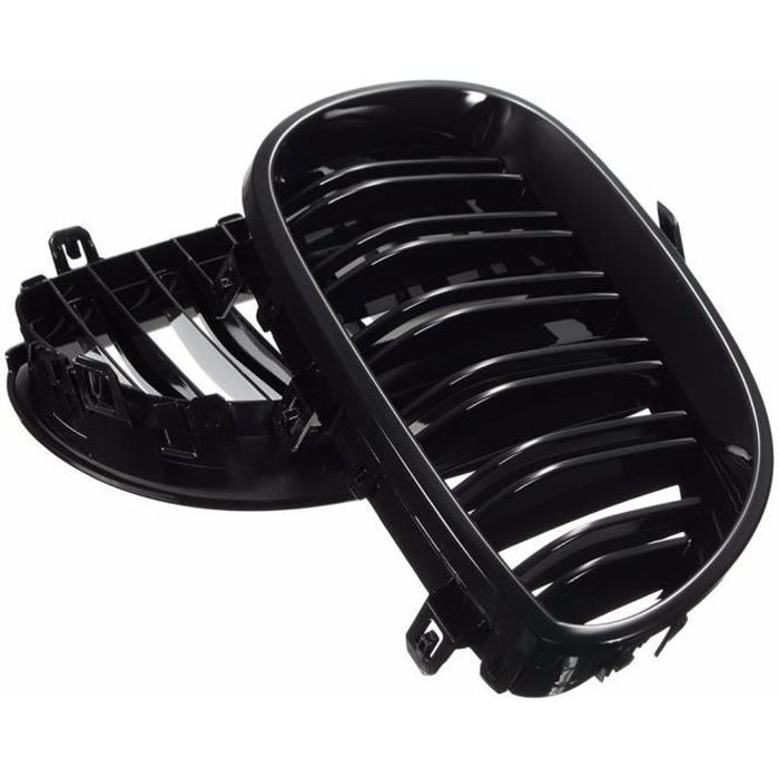 2 GRILLE DE CALANDRE DOUBLE LAME DESIGN NOIR BRILLANT BMW SERIE 5 E60 E61 DE 07/03 A 05/2010