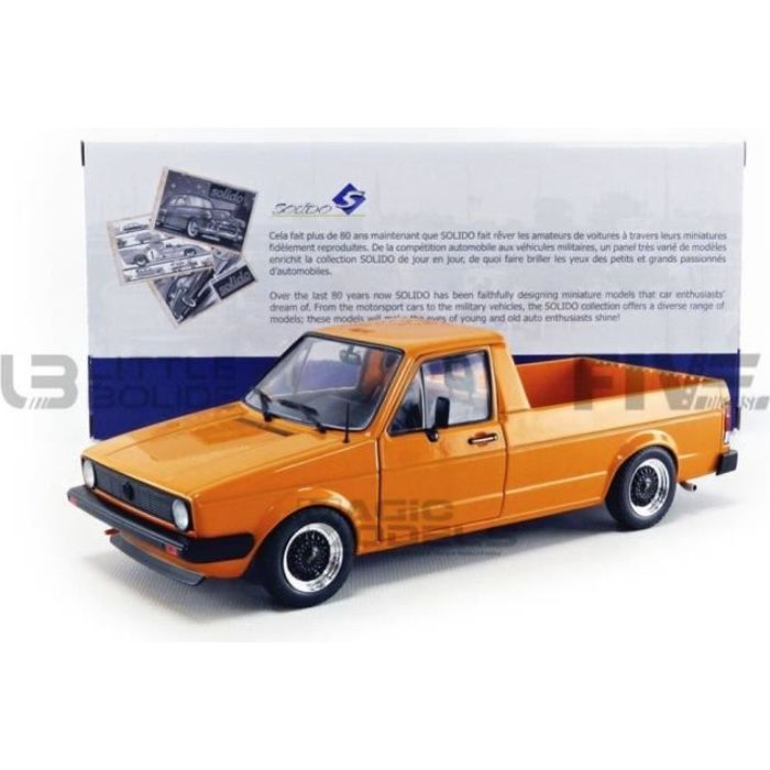 Voiture Miniature de Collection - SOLIDO 1/18 - VOLKSWAGEN Caddy MKI Custom - 1982 - Orange - 1803502