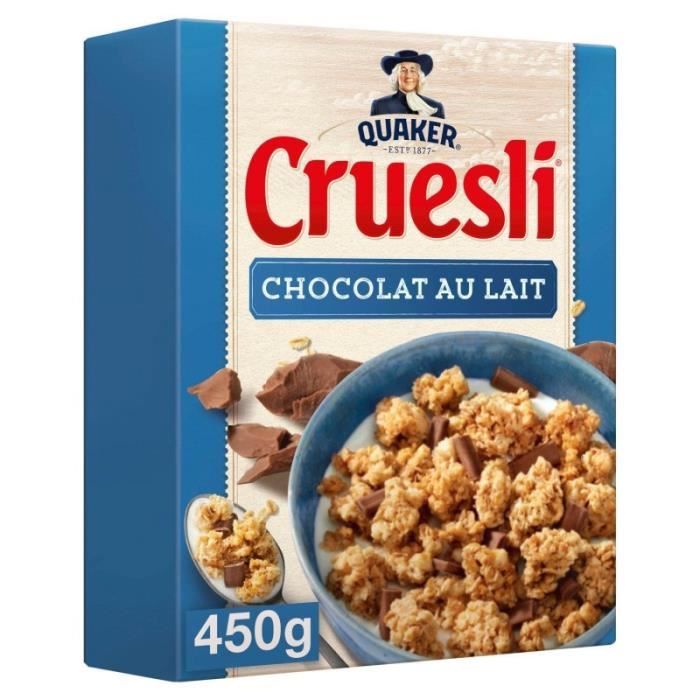 QUAKER CRUESLI - Cruesli Chocolat Au Lait 450G - Lot De 4