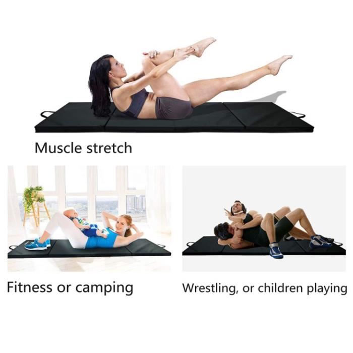 ( NOIR ) Tapis Gym Pliable & Matelas de Fitness Portable & Natte de Yoga Sport 240 x 120 x 5 cm