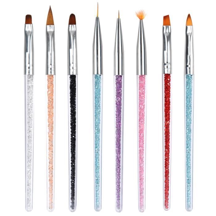 Lot de 8 Pinceaux À Ongles Pour UV Gel Nail Art Stylo Kit, Gel UV, Dotting Tools Ongles Stylos, Nail Art