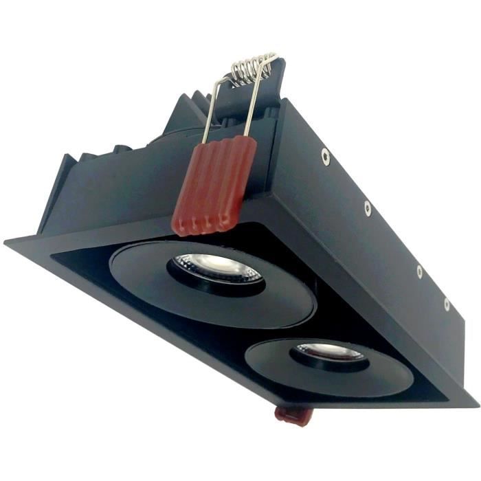 Double Spot LED Encastrable 2x9W COB 120° Dimmable Rectangle NOIR - Blanc Neutre 4200k - 5500k Silumen