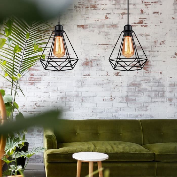 Goble lot de 2 lustre industriel en diamant noir 25CM
