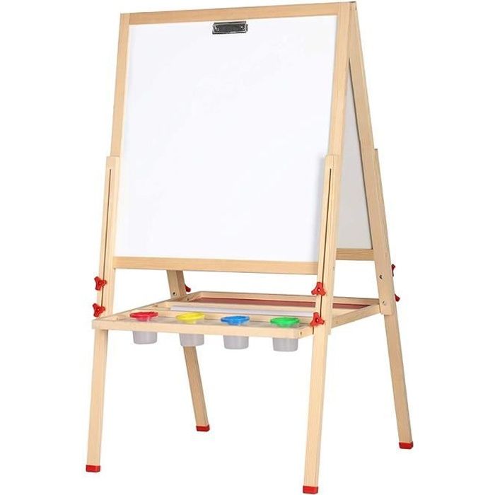 Tableau en bois pour enfants 57 x 55 x 148 cm côté magnétique avec marqueurs + craie tableau - Vert