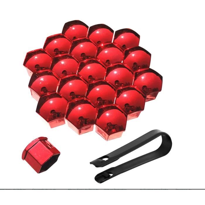 20x Capuchon Pour Vis Enjoliveur De Voiture, Bouchons Cache éCrou, Couvre Boulons De Roue, DéCoration De Boulon, Capuchons 【rouge】