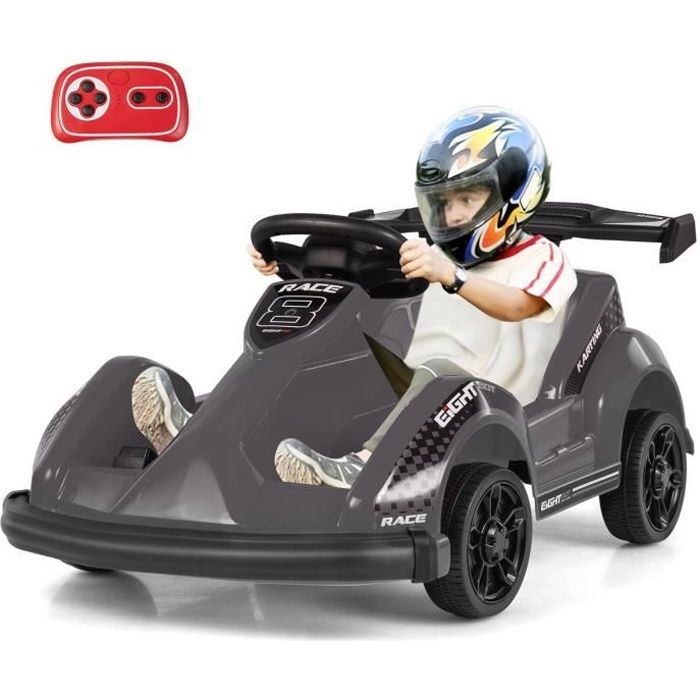 DREAMADE Go-Kart à Pédales pour Enfants avec télécommande 2,4G, Voiture à Pédales 6V avec Sons, Musique, Port USB, Cadeau Noël, Noir