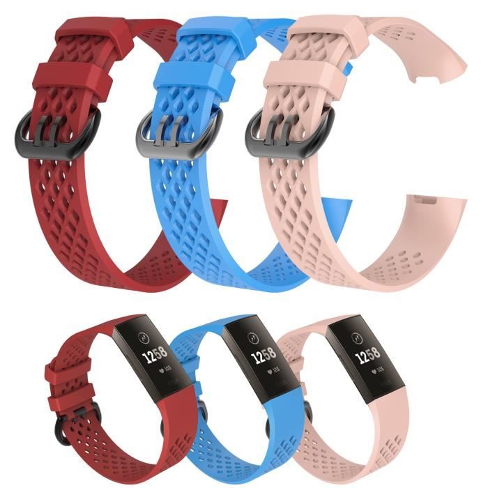 3pcs Bracelet de Remplacement pour Fitbit Charge 3 / Fitbit Charge 4 Bandes de Rechange réglable en Silicone pour Femmes Hommes, L