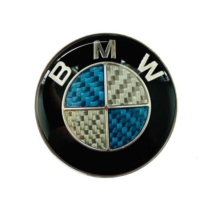 LOGO SIGLE EMBLEME BMW CARBONE BLEU POUR VOLANT