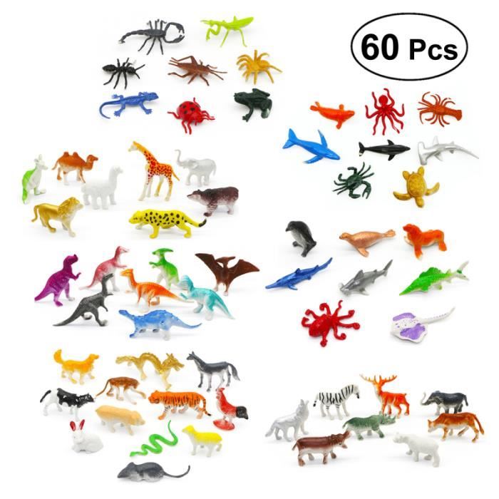 60 pièces Mini animaux jouets ensemble assortis similation en plastique fête faveur FIGURINE MINIATURE - PERSONNAGE MINIATURE
