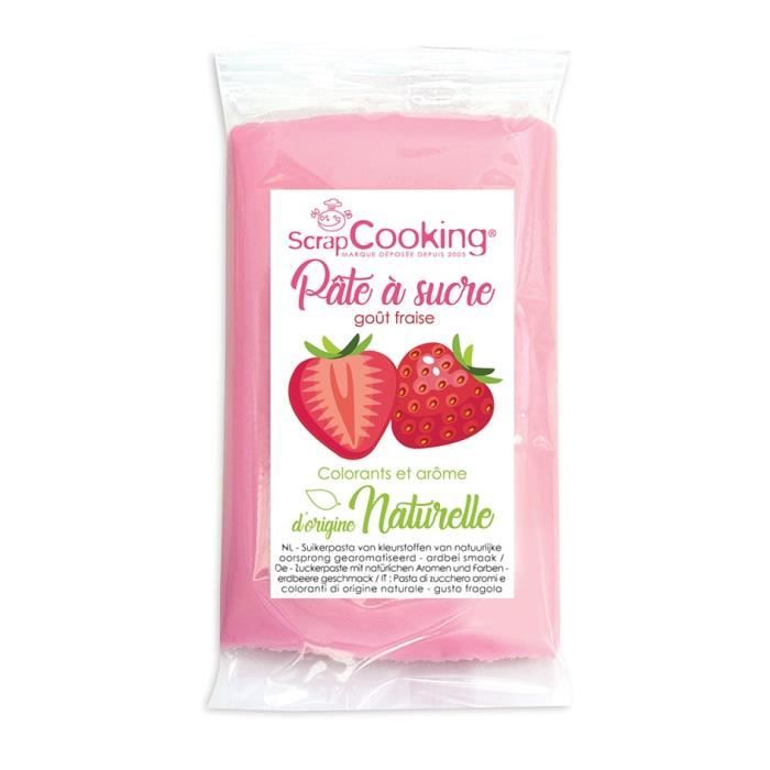 Pâte à sucre rose goût fraise 250g - Scrapcooking Rose