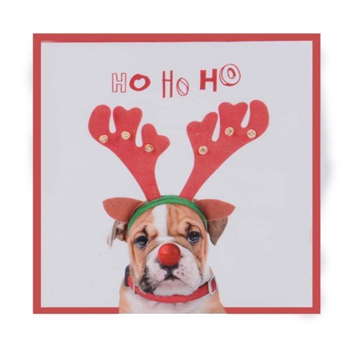 Serviettes en papier de Noël jetables «Ho Ho Ho» - Bouledogue avec oreilles de renne - Paquet de 20 feuilles de TRIXES