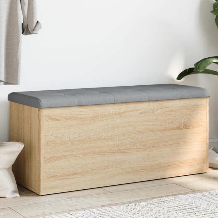 vidaXL Banc de Rangement Coffre de Rangement avec Coussin Organisateur de Vêtements Jouets Couloir Salon Moderne Chêne 835056