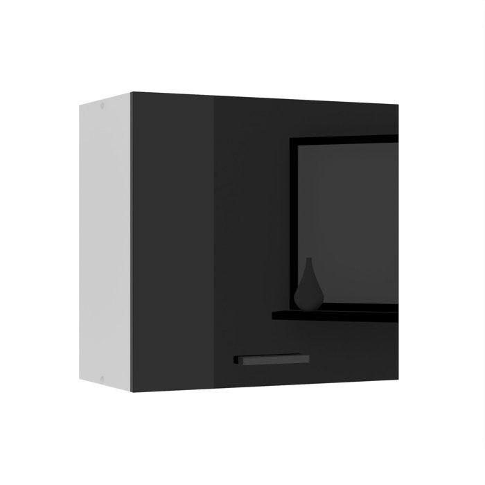 Meuble haut - BELINI - SG60 - Noir très brillant - 1 porte - 60 cm - Cuisine