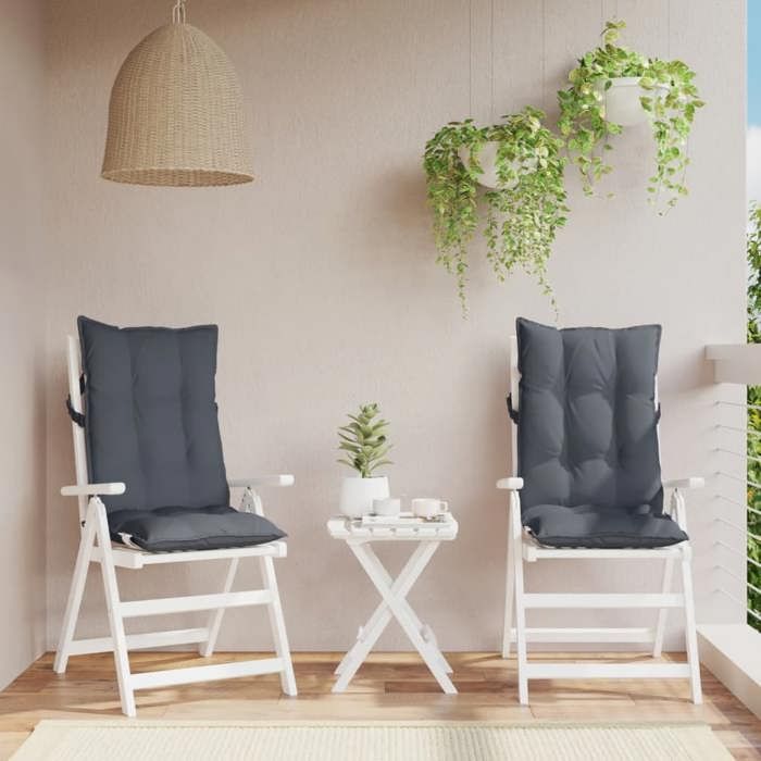 vidaXL Lot de 2 Coussins de Chaise à Dossier Haut Galette de Siège Imperméable Coussin dExtérieur Anti-glissement Jardin 377602