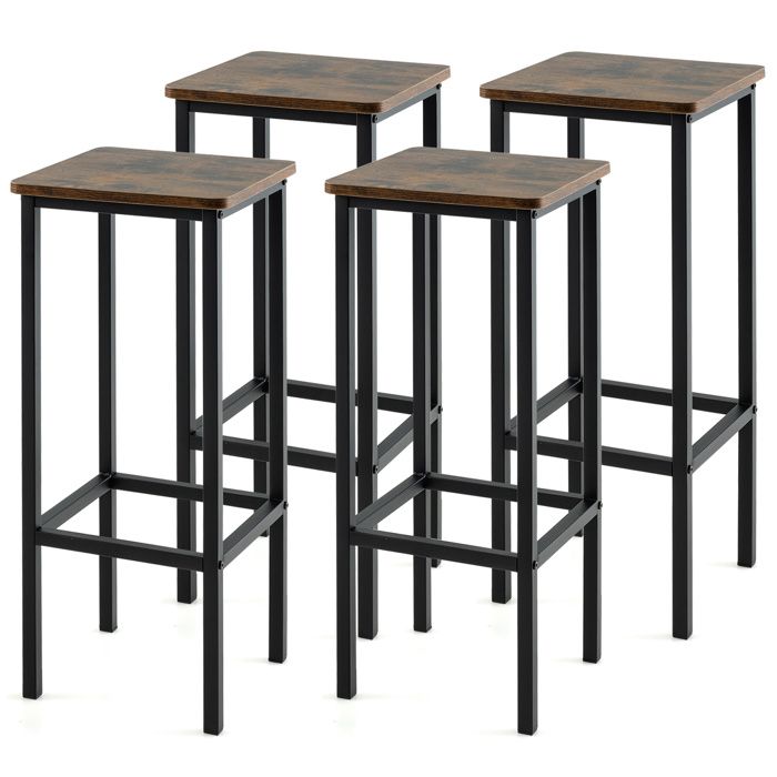 COSTWAY Lot de 4 Tabourets de Bar Industriels de 72 cm de Haut Sans Dossier avec Pieds en Métal pour Maison Cafés Pubs COSTWAY Lot de 4 Tabourets de Bar Industriels de 72 cm de Haut Sans Dossier avec Pieds en Métal pour Maison Cafés Pubs