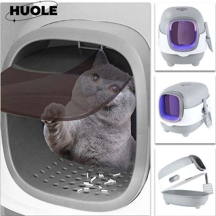 Meilleurs prix pour BAC A LITIERE - 40*39*56cm - pp plastic - avec sac désodorisant - bac à litière stérilisé aux UV avec pelle à litière - Gris