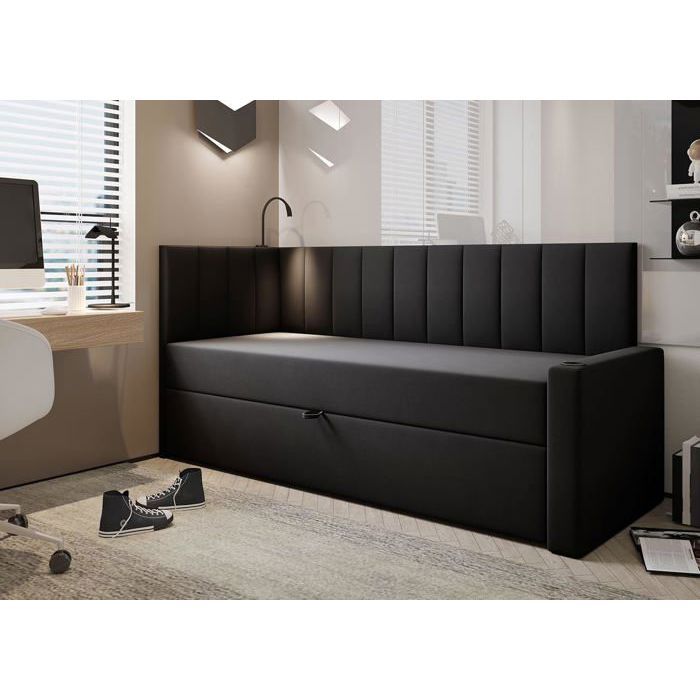 Lit Boxspring 80x200 cm TOKIO avec matelas ressorts intégré et ...