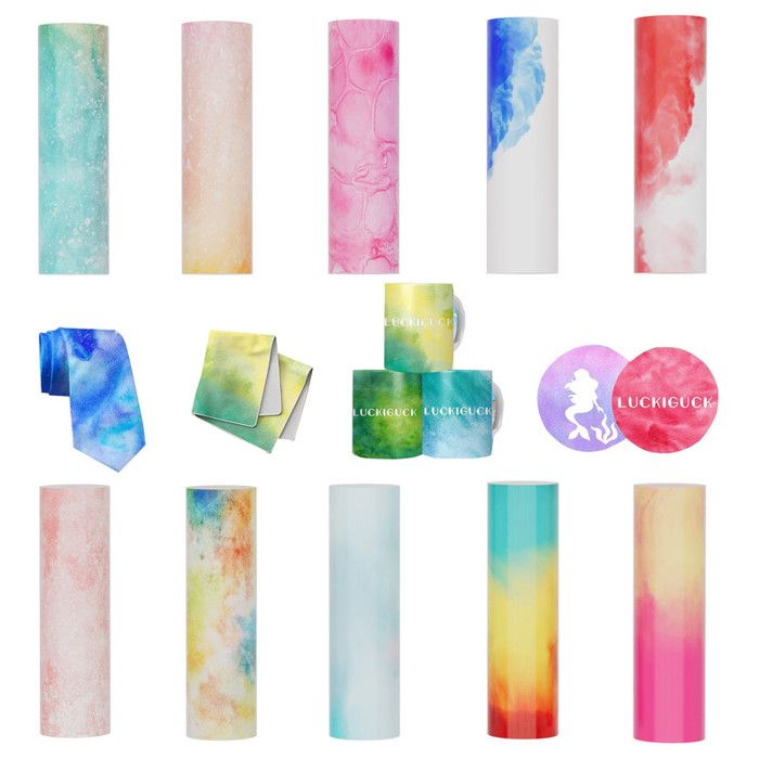 Papier Sublimation Infusible Pré-coloré - 10 Feuilles Pailletées 11.5x30.5cm Pour Transfert Sur Tissus Clairs - 8