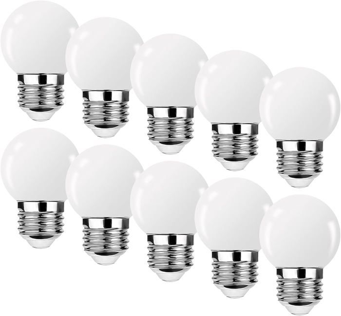 Ampoule LED E27 3W G45 Ampoule Blanc Chaud Angle de faisceau 360° Non Dimmable Lot de 10 [Classe énergétique G]