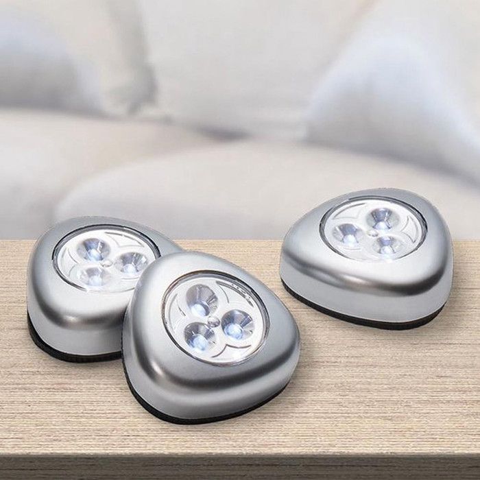 Lot de 3 Lampes à Poussoir LED sans Fil - Éclairage dAppoint Pratique pour Placards Cuisines et Espaces Sombres